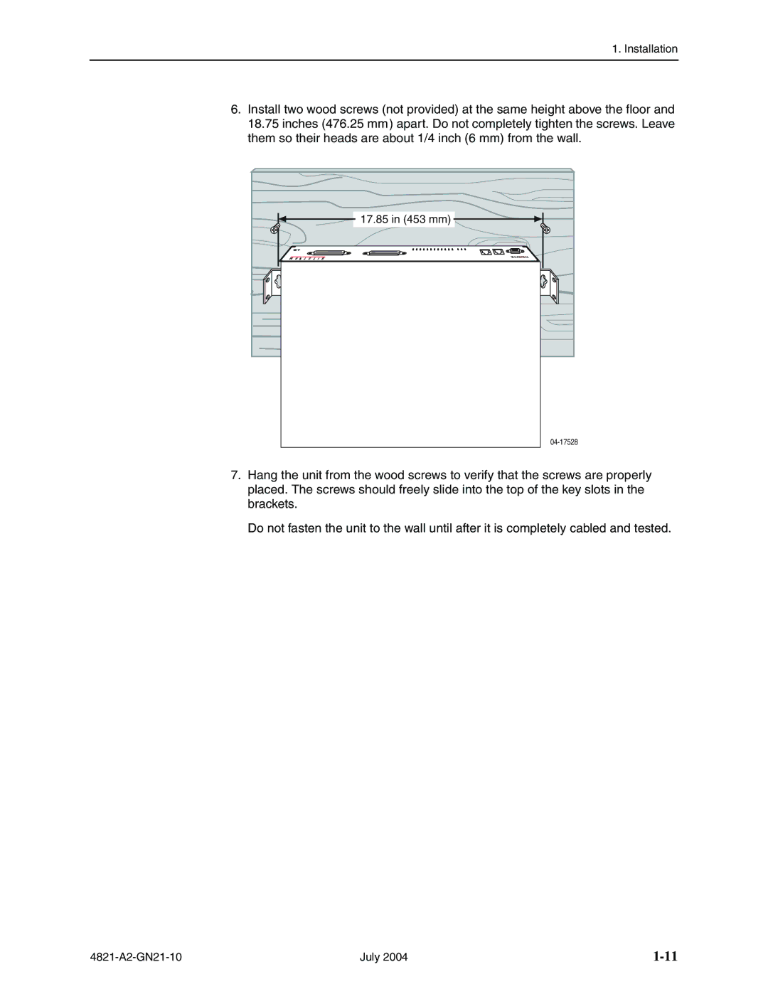 Paradyne 4800 Express manual 17.85 in 453 mm 