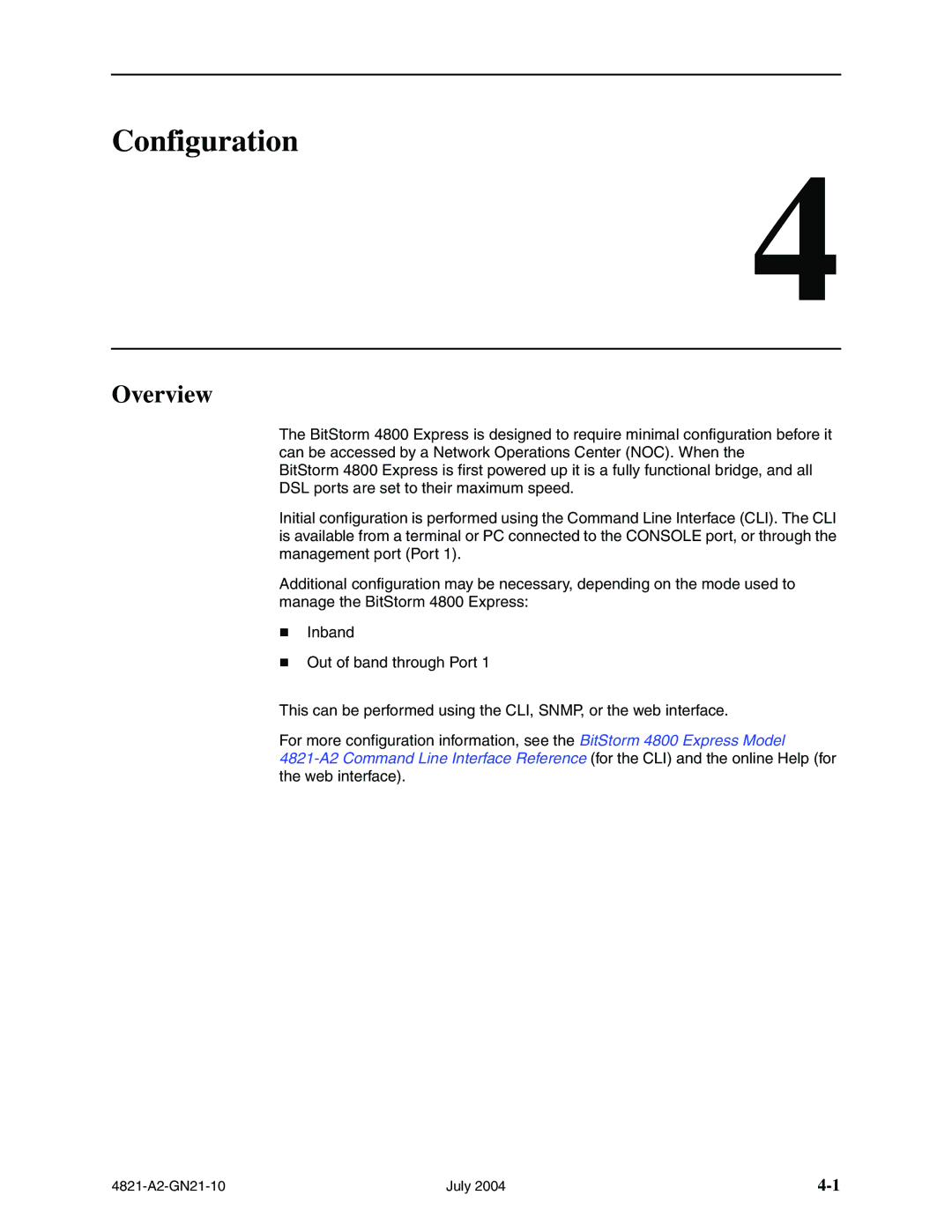 Paradyne 4800 Express manual Configuration, Overview 