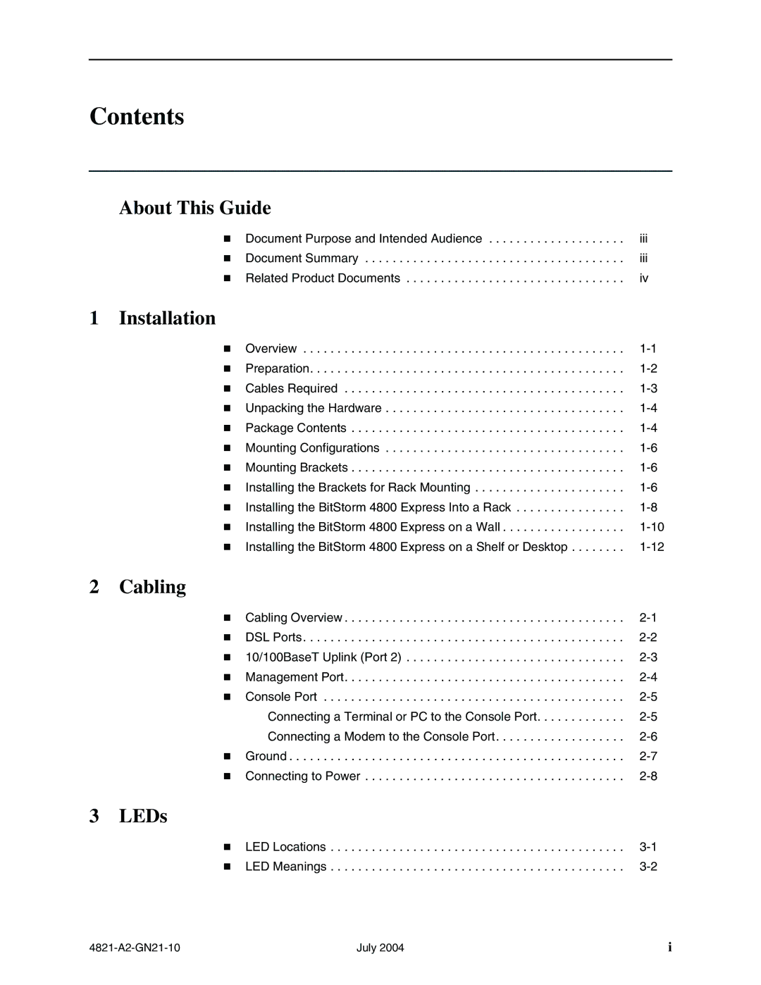 Paradyne 4800 Express manual Contents 