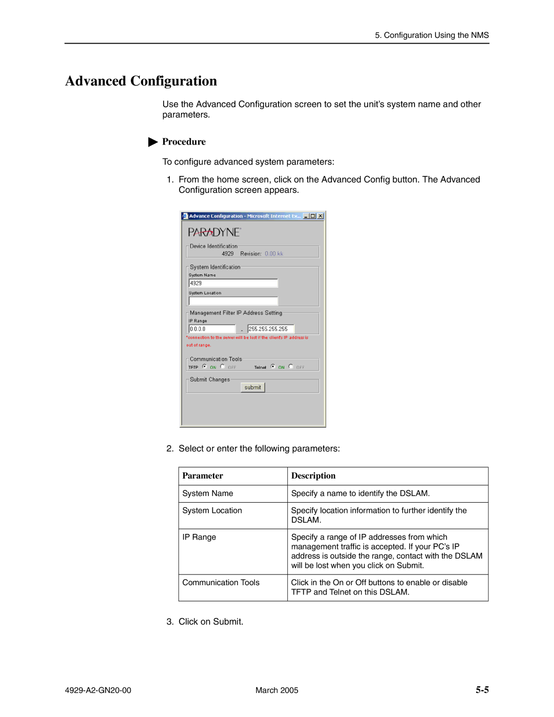 Paradyne 4929 DSLAM manual Advanced Configuration, Dslam 