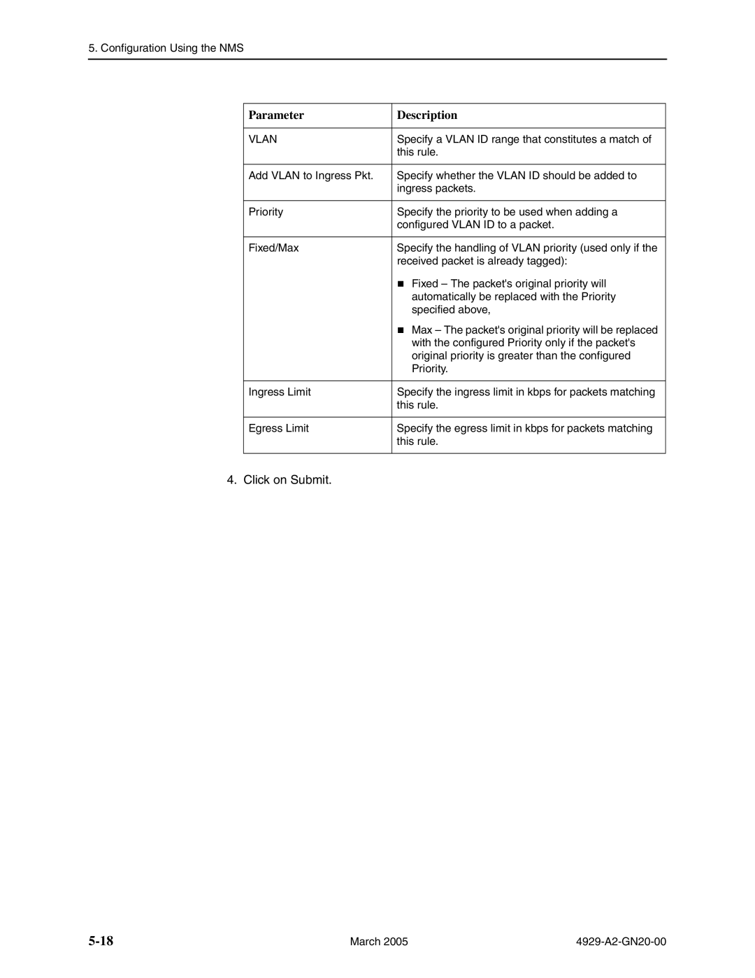 Paradyne 4929 DSLAM manual Specify a Vlan ID range that constitutes a match 