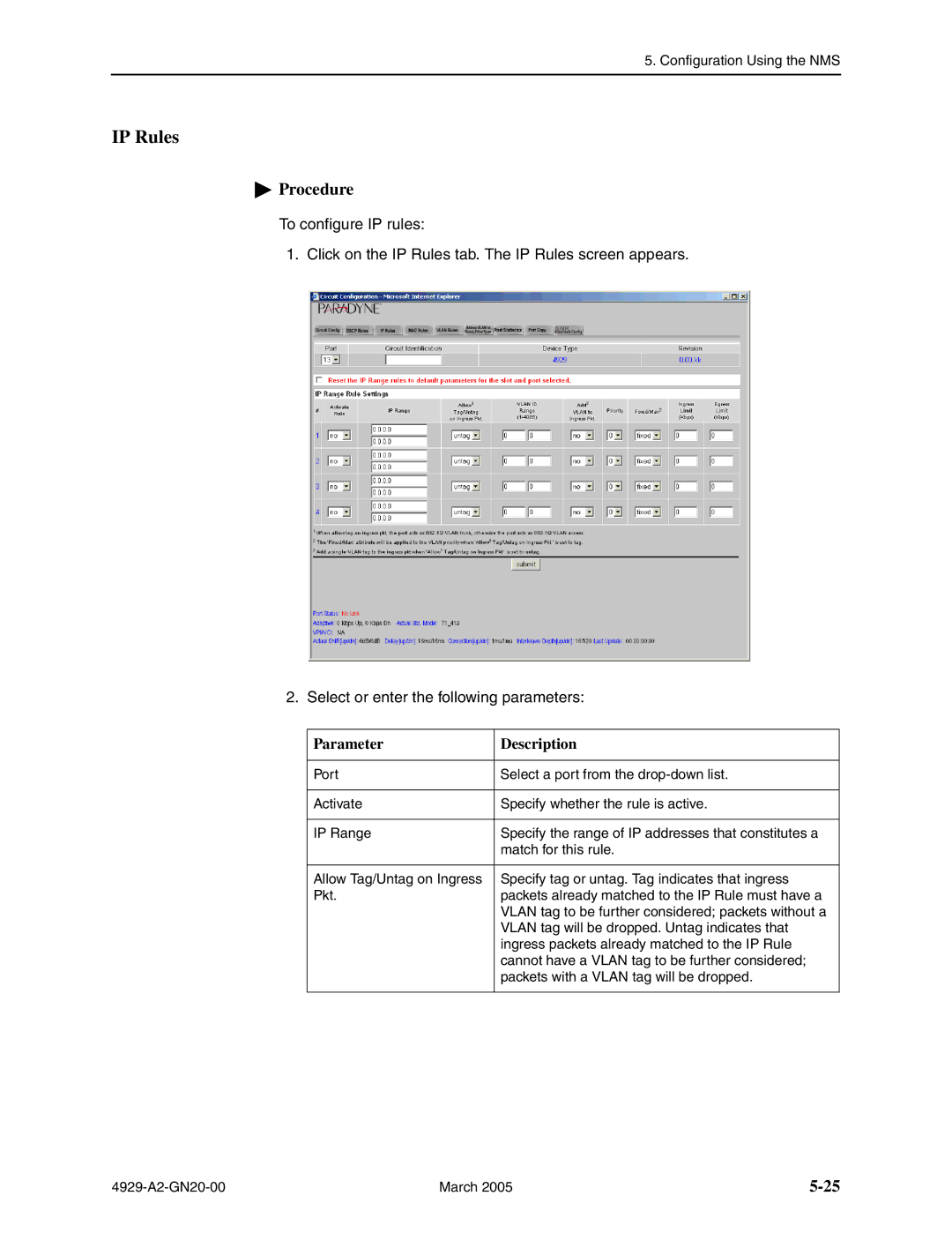 Paradyne 4929 DSLAM manual IP Rules 