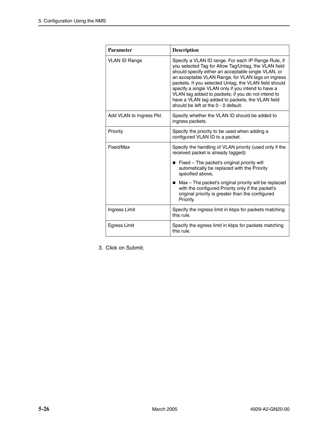 Paradyne 4929 DSLAM manual Parameter Description 