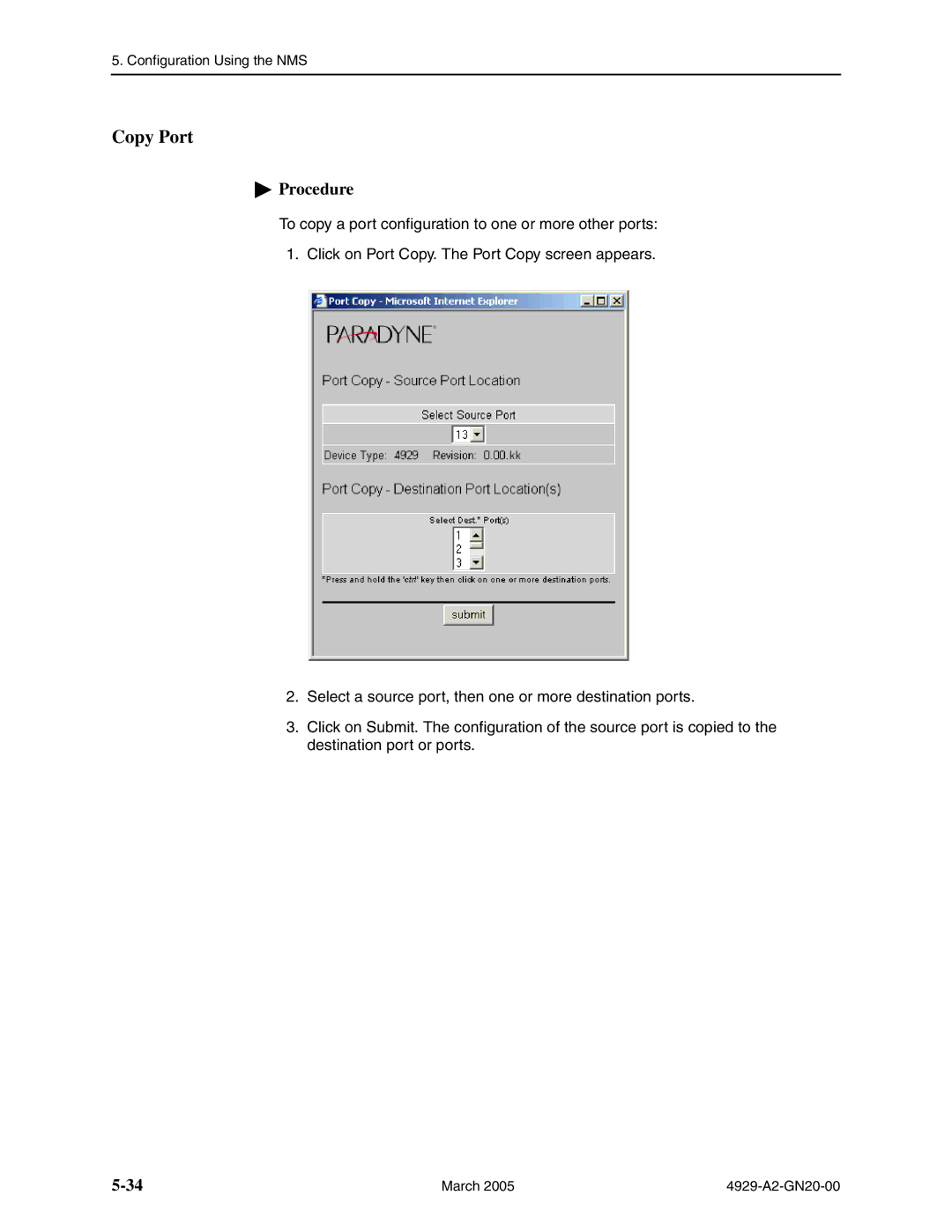 Paradyne 4929 DSLAM manual Copy Port 