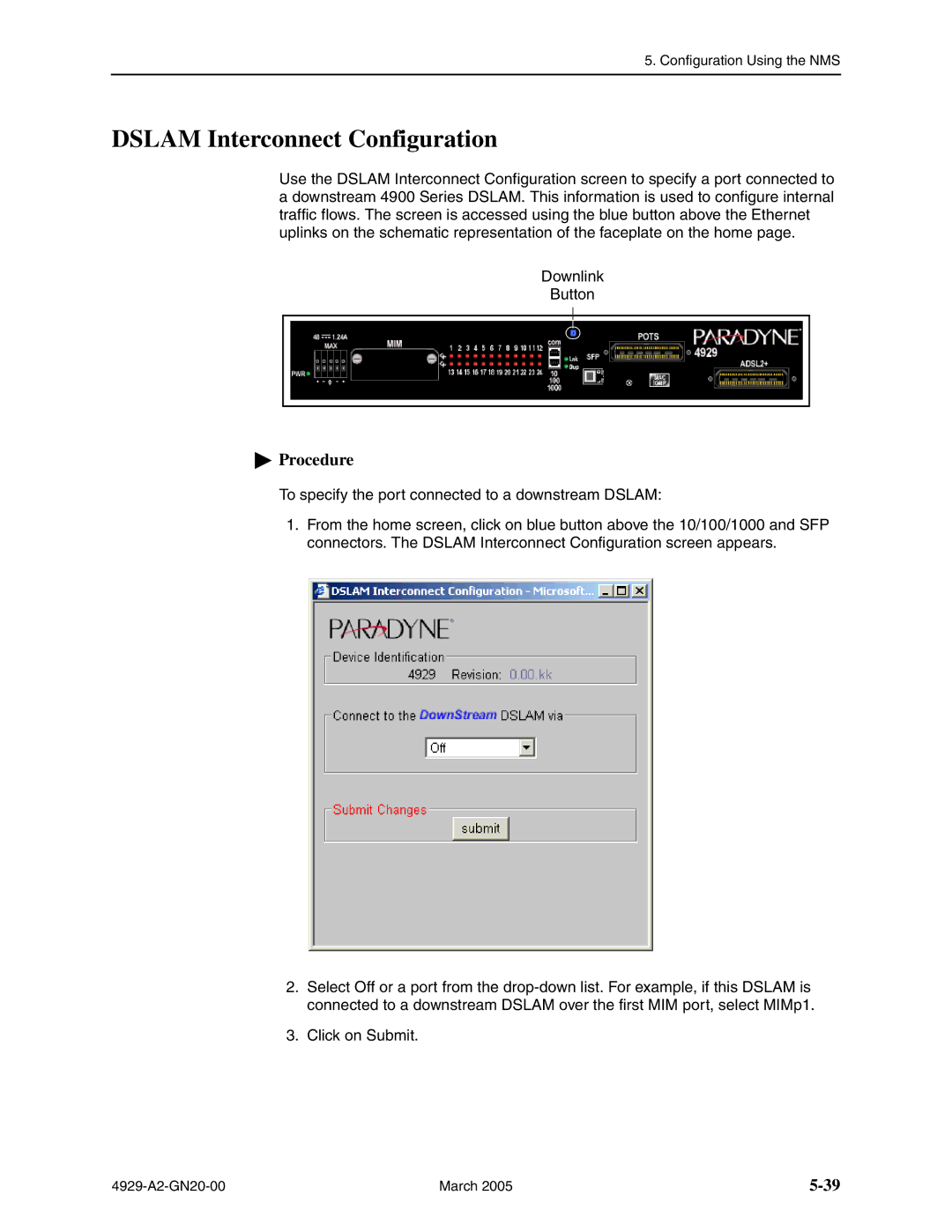 Paradyne 4929 DSLAM manual Dslam Interconnect Configuration 