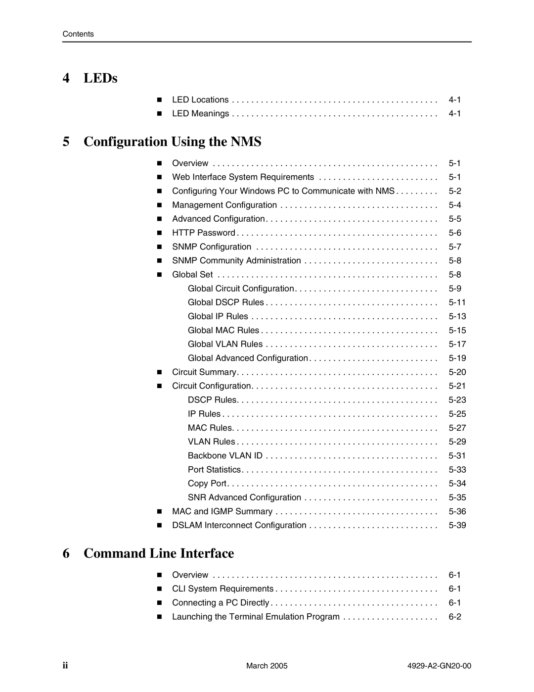 Paradyne 4929 DSLAM manual LEDs, Configuration Using the NMS, Command Line Interface 