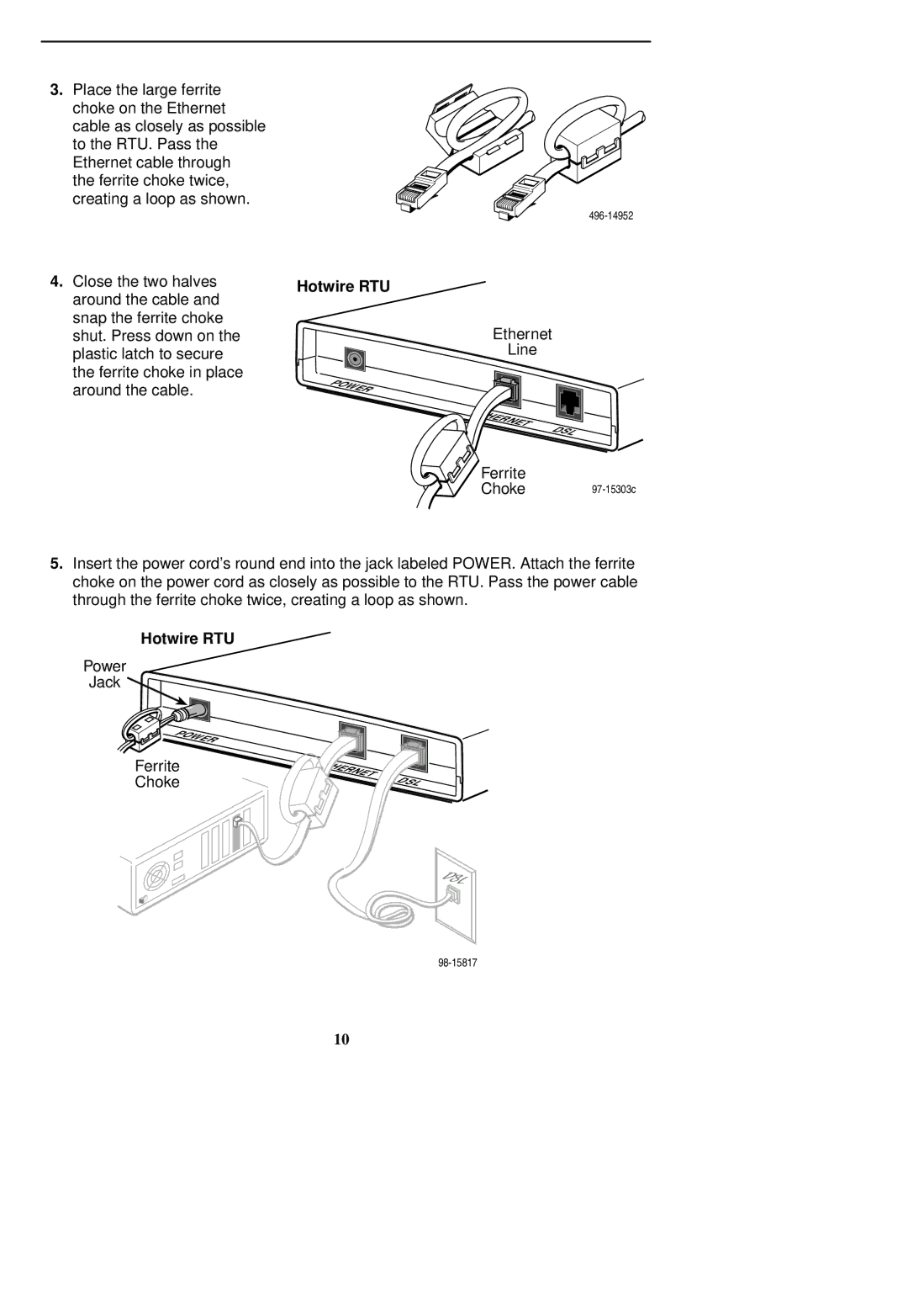 Paradyne 5216 installation instructions Ferrite 