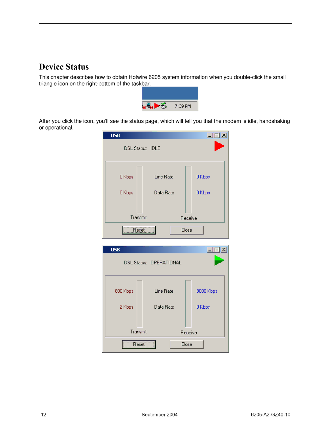 Paradyne 6205 installation instructions Device Status 