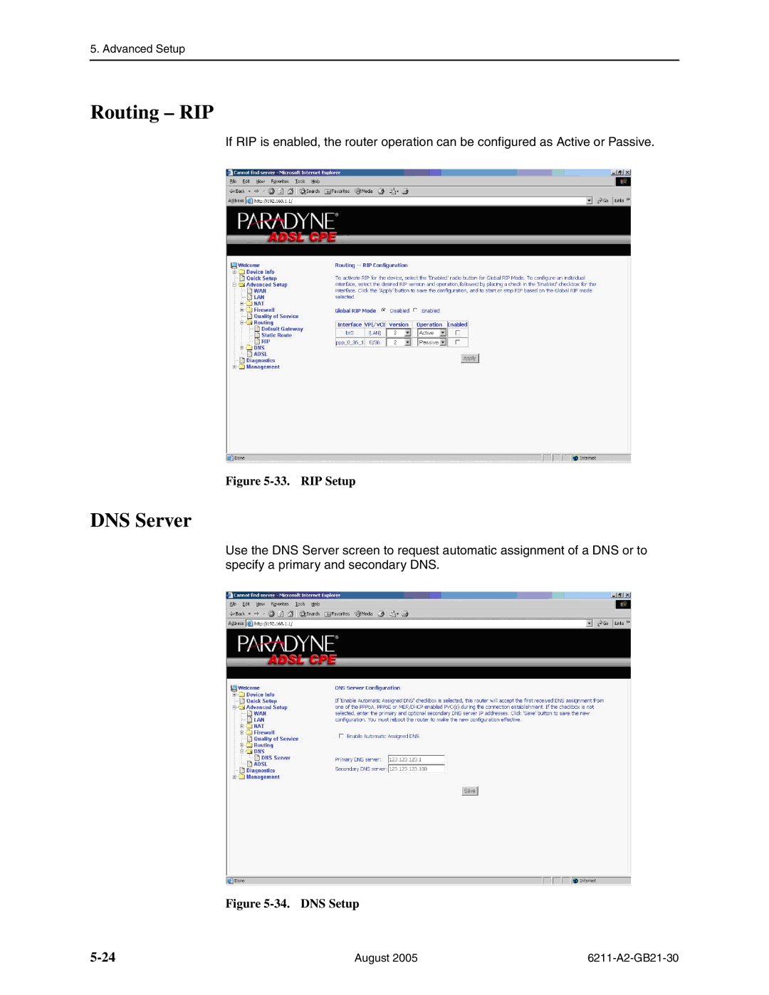 Paradyne 6211-I1 manual Routing RIP, DNS Server 