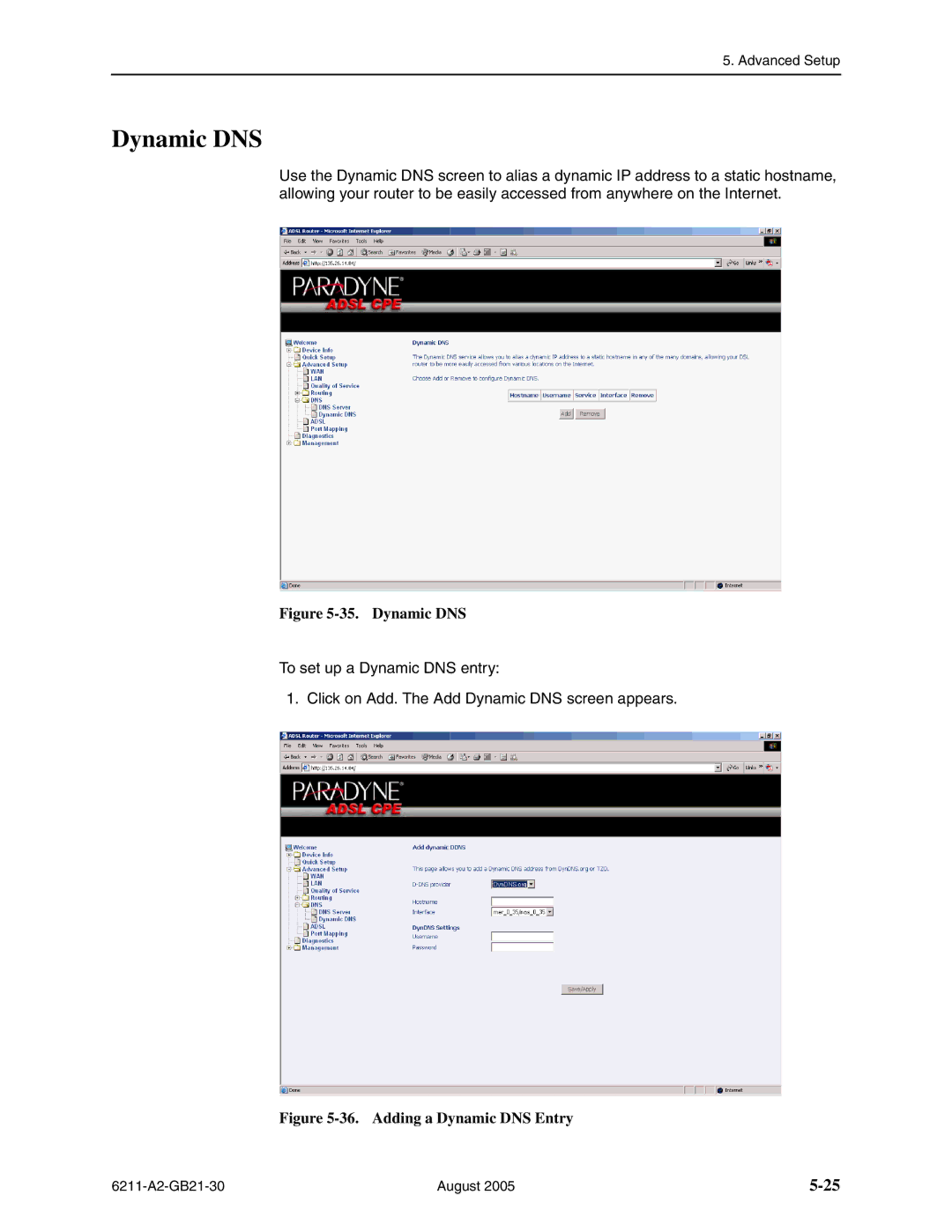 Paradyne 6211-I1 manual Dynamic DNS 