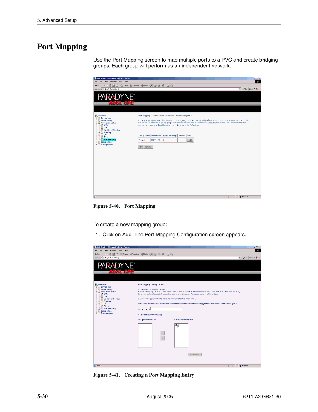 Paradyne 6211-I1 manual Port Mapping 