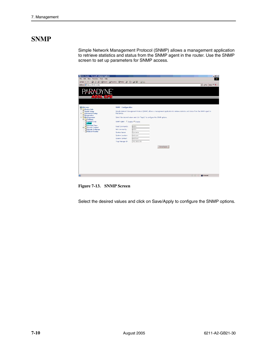 Paradyne 6211-I1 manual Snmp 