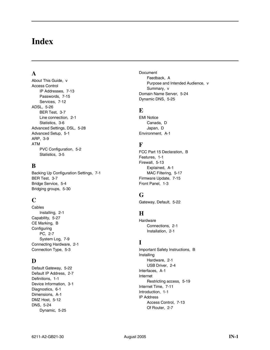 Paradyne 6211-I1 manual Index, Atm 