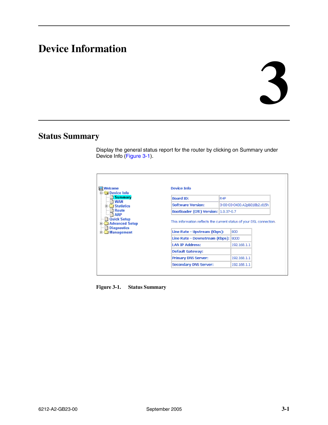 Paradyne 6212-I1 manual Device Information, Status Summary 