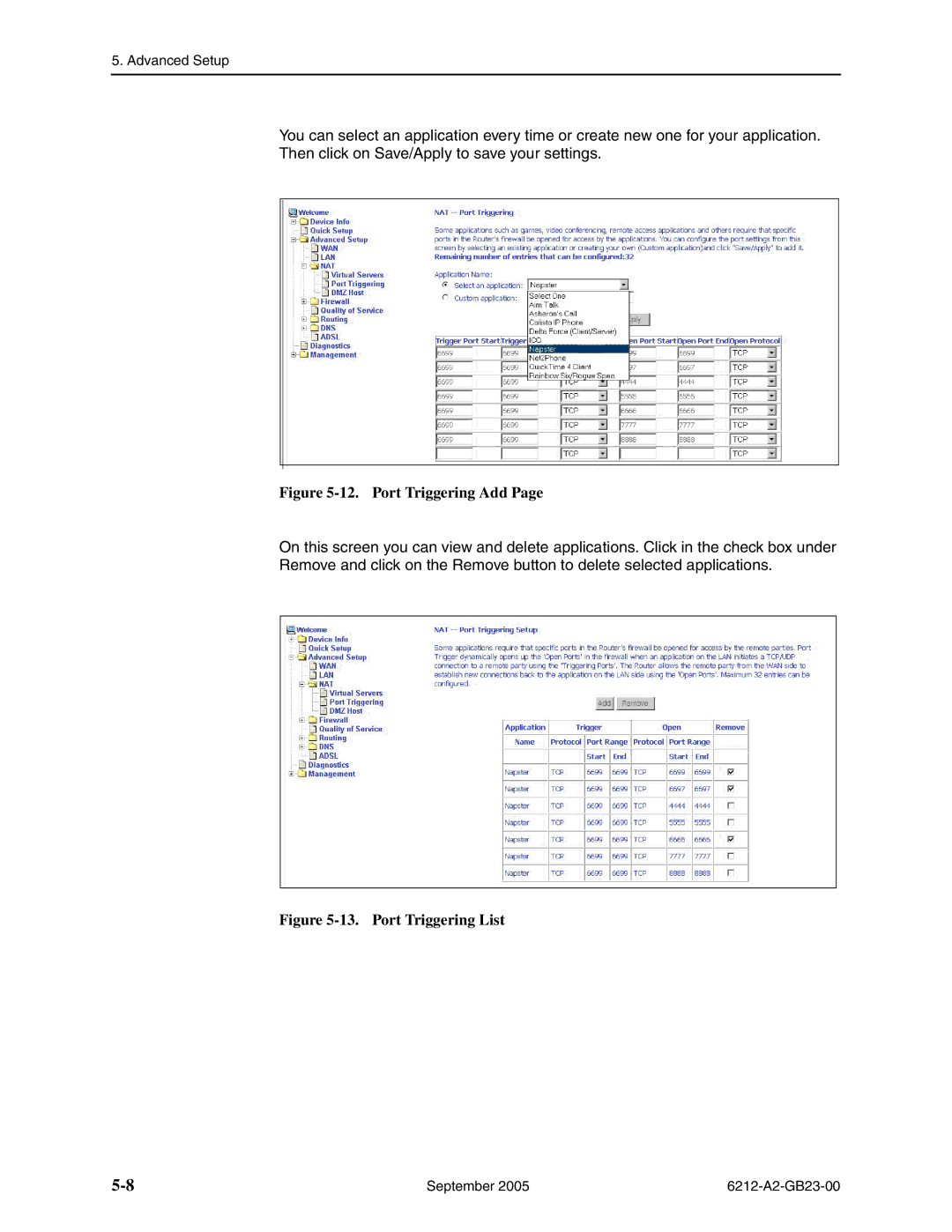 Paradyne 6212-I1 manual Port Triggering Add 