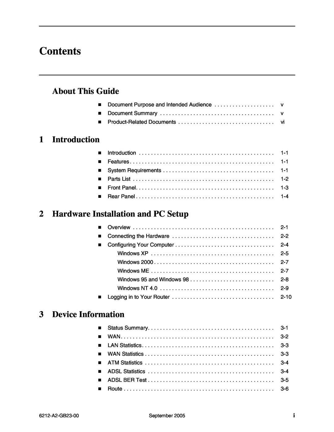Paradyne 6212-I1 manual Contents, About This Guide, Introduction, Hardware Installation and PC Setup, Device Information 