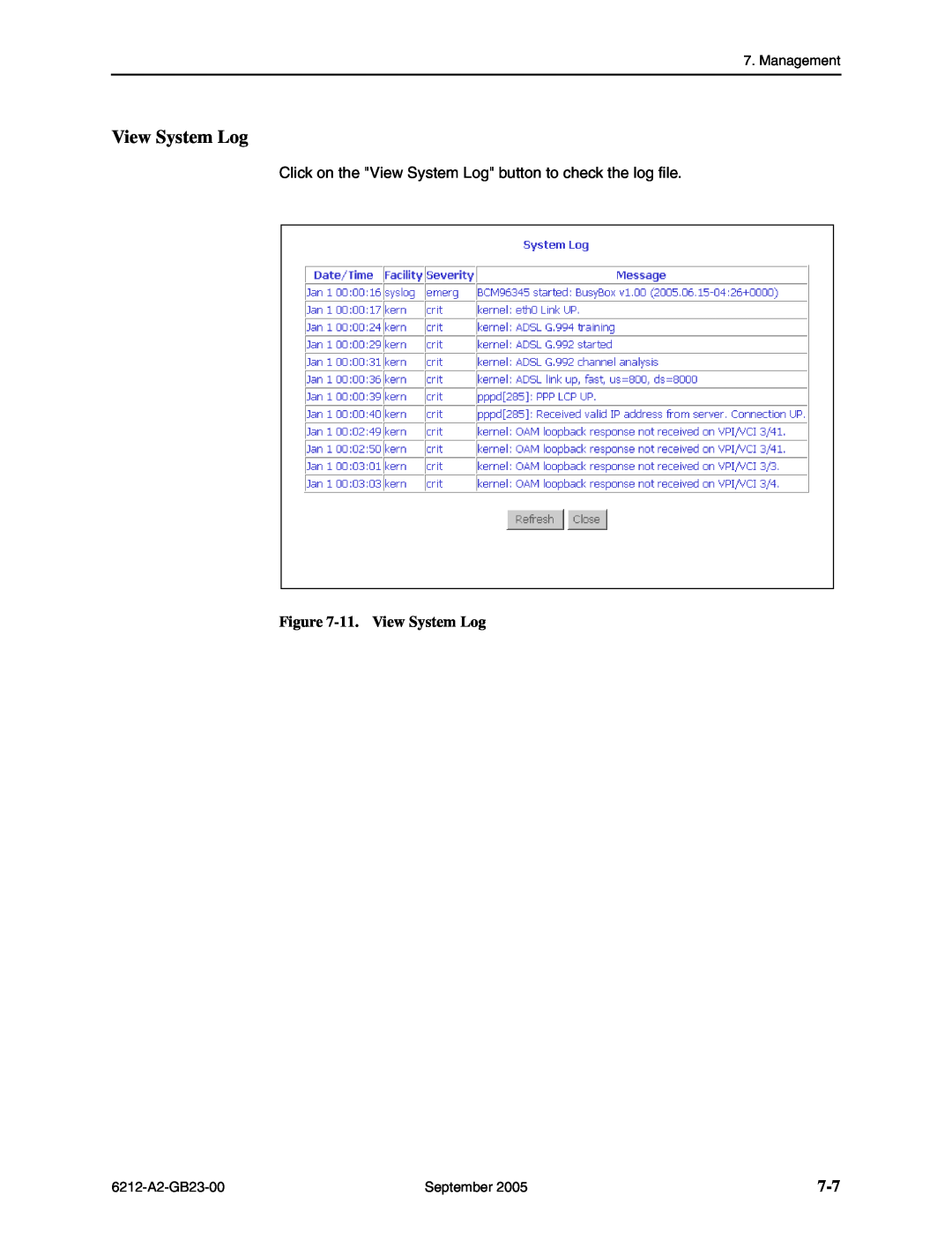Paradyne 6212-I1 manual 11. View System Log 