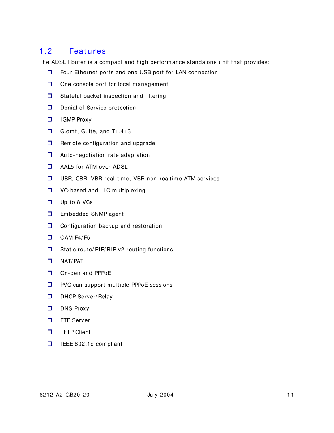 Paradyne 6212 manual Features, Nat/Pat 