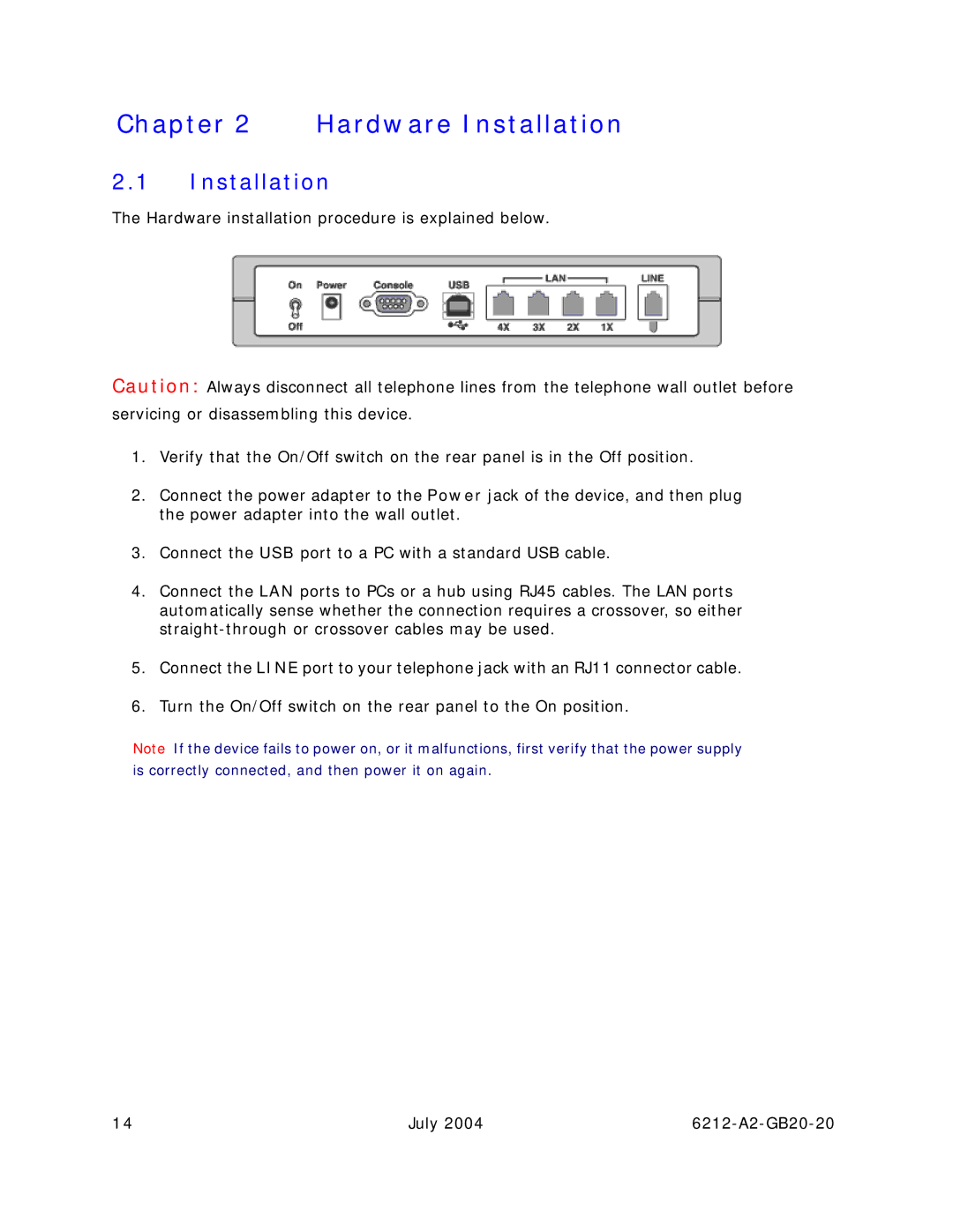 Paradyne 6212 manual Hardware Installation 