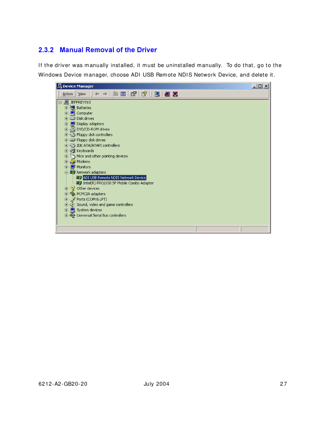 Paradyne 6212 manual Manual Removal of the Driver 