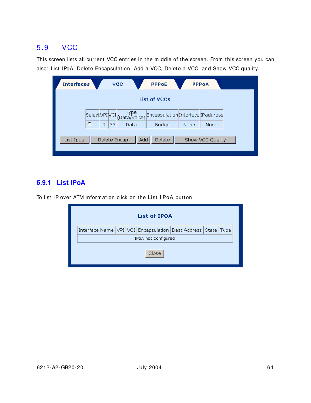 Paradyne 6212 manual Vcc, List IPoA 