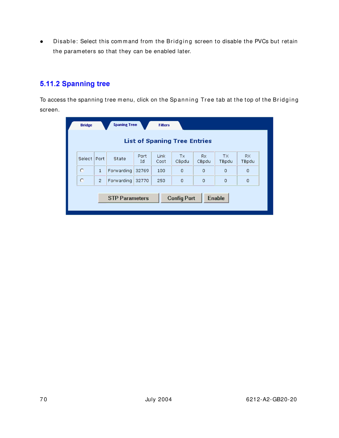 Paradyne 6212 manual Spanning tree 