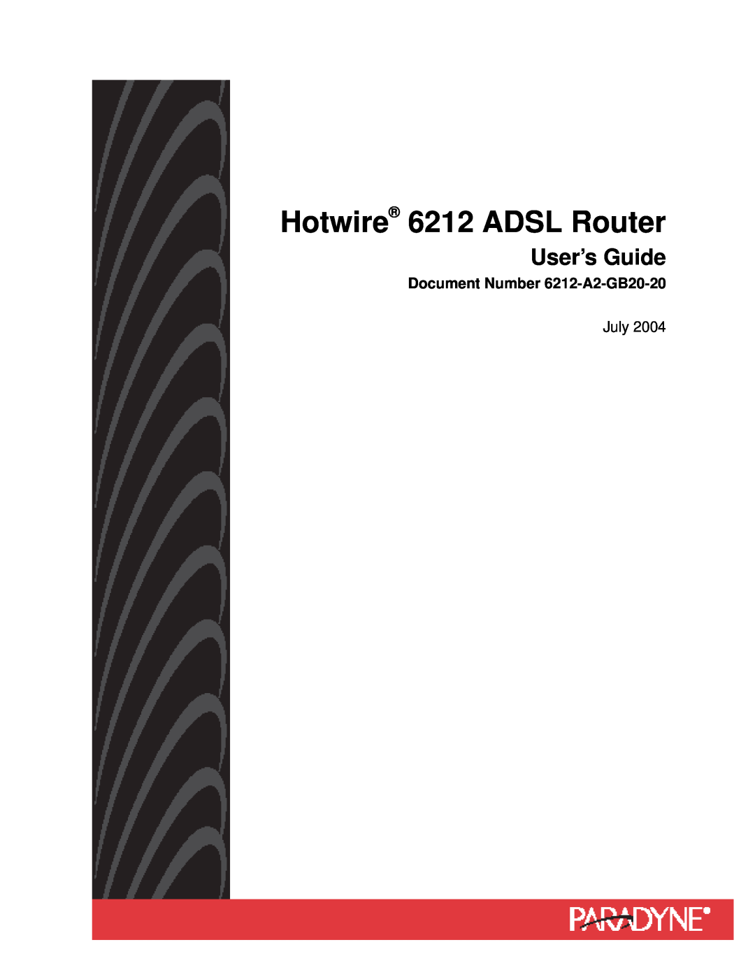 Paradyne manual Document Number 6212-A2-GB20-20, Hotwire 6212 ADSL Router, User’s Guide, July 