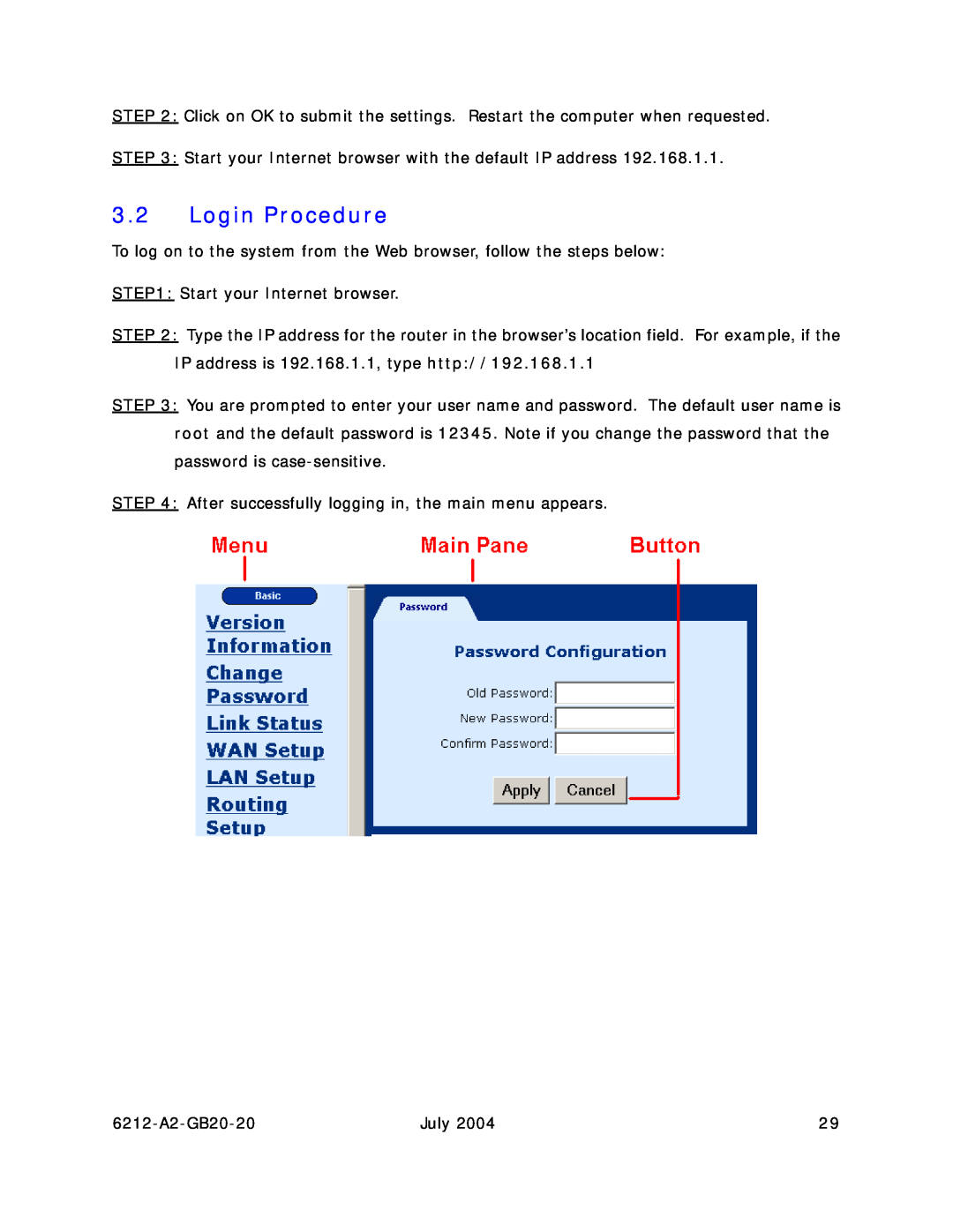 Paradyne 6212 manual Login Procedure 