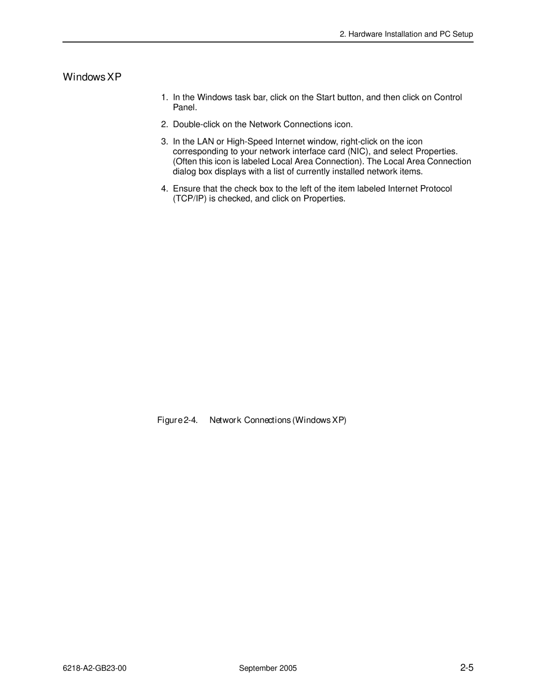 Paradyne 6218-I1 manual Network Connections Windows XP 