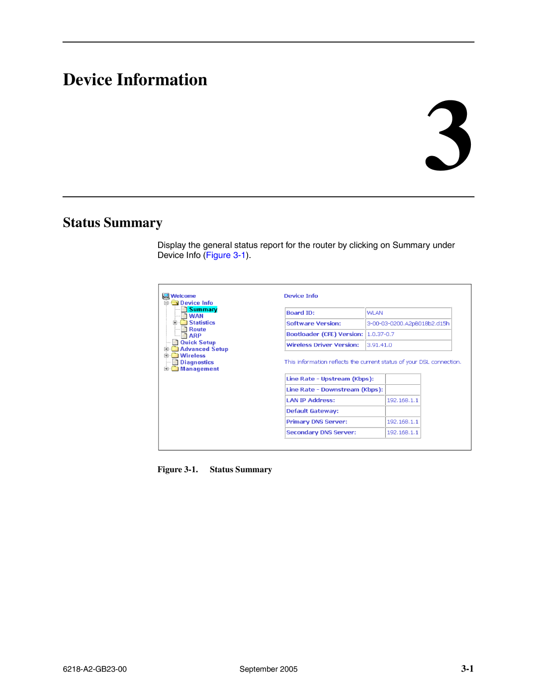 Paradyne 6218-I1 manual Device Information, Status Summary 