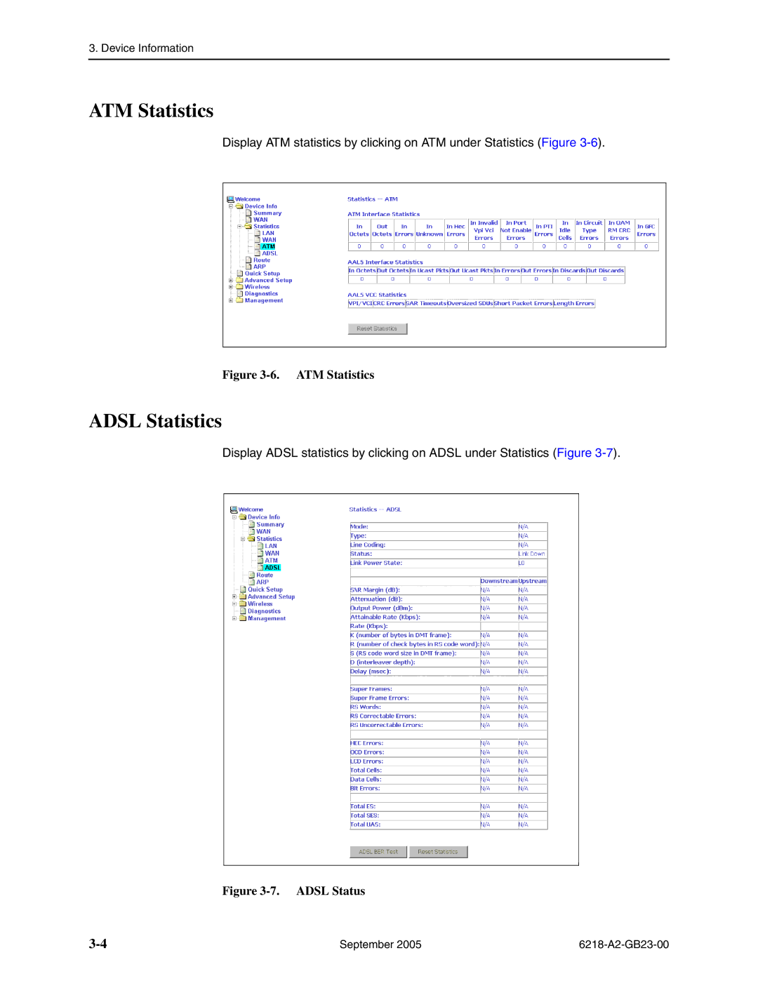 Paradyne 6218-I1 manual ATM Statistics, Adsl Statistics 