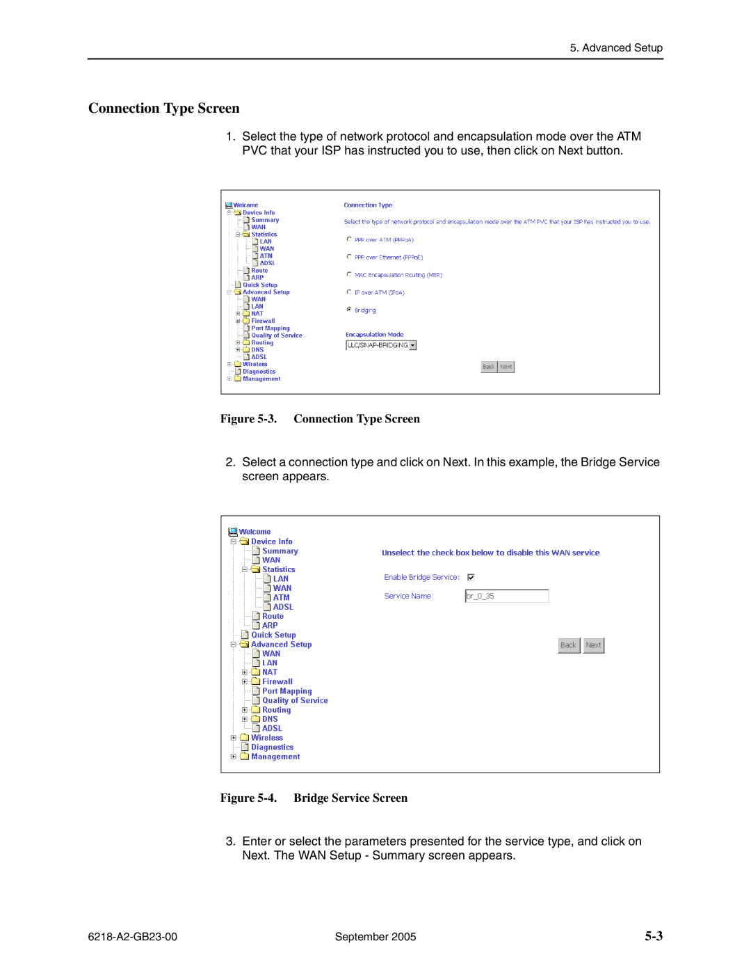 Paradyne 6218-I1 manual Connection Type Screen 