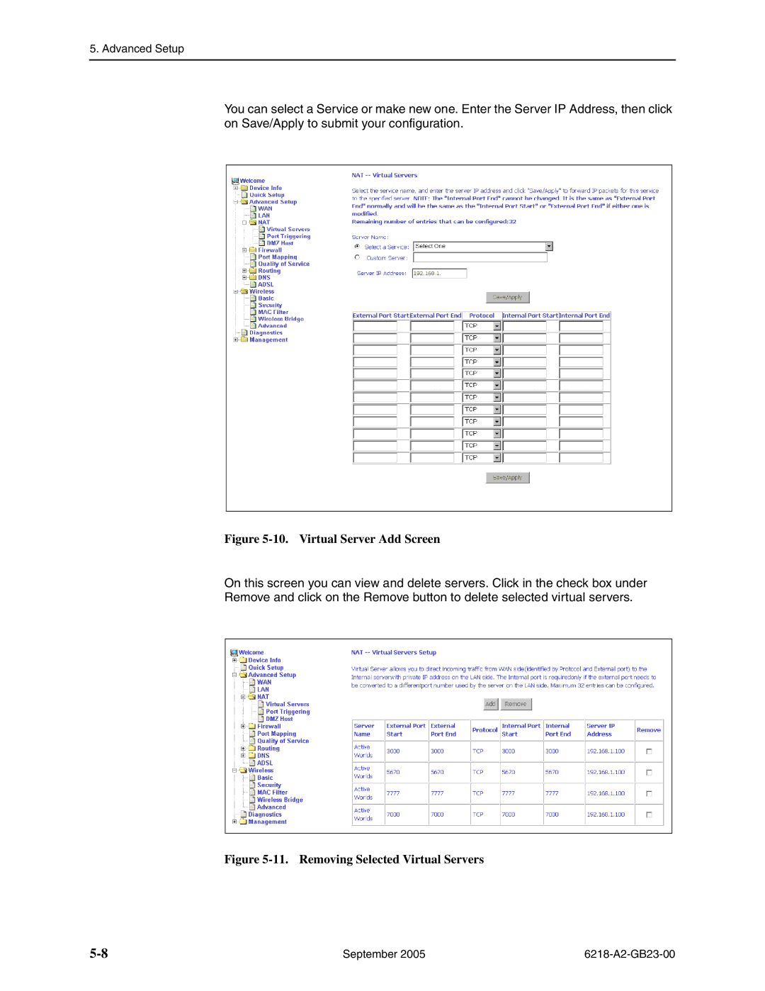 Paradyne 6218-I1 manual Virtual Server Add Screen 