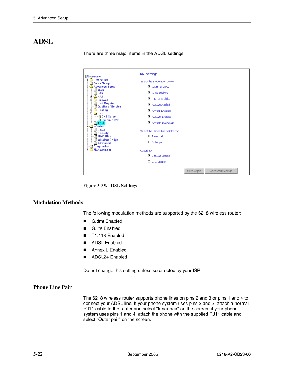 Paradyne 6218-I1 manual Modulation Methods, Phone Line Pair 