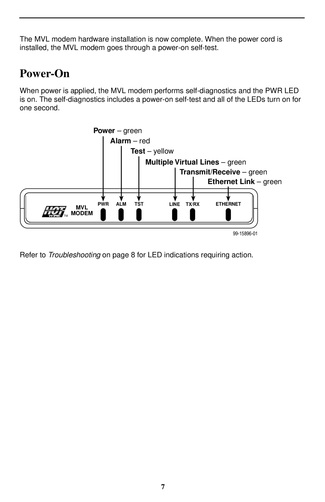 Paradyne 6310 MVLt installation instructions Power-On, Alarm red 