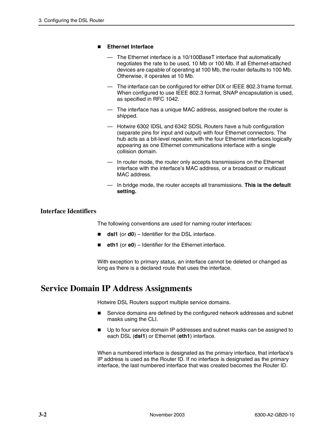 Paradyne 6351, 6341, 6301, 6342, 6371, 6302 manual Service Domain IP Address Assignments, Interface Identifiers 