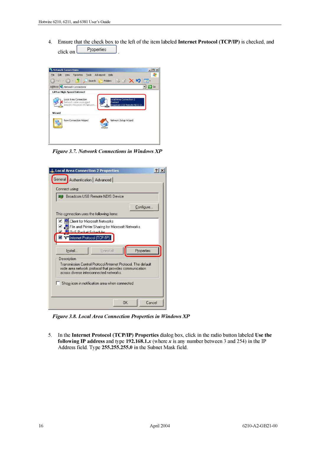 Paradyne 6211, 6381, 6210 manual Network Connections in Windows XP 