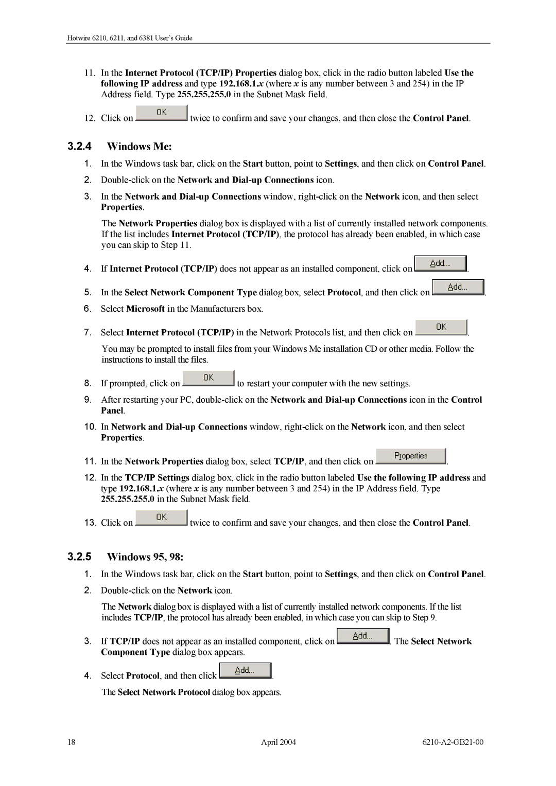 Paradyne 6381, 6211, 6210 manual Windows Me, Windows 95 