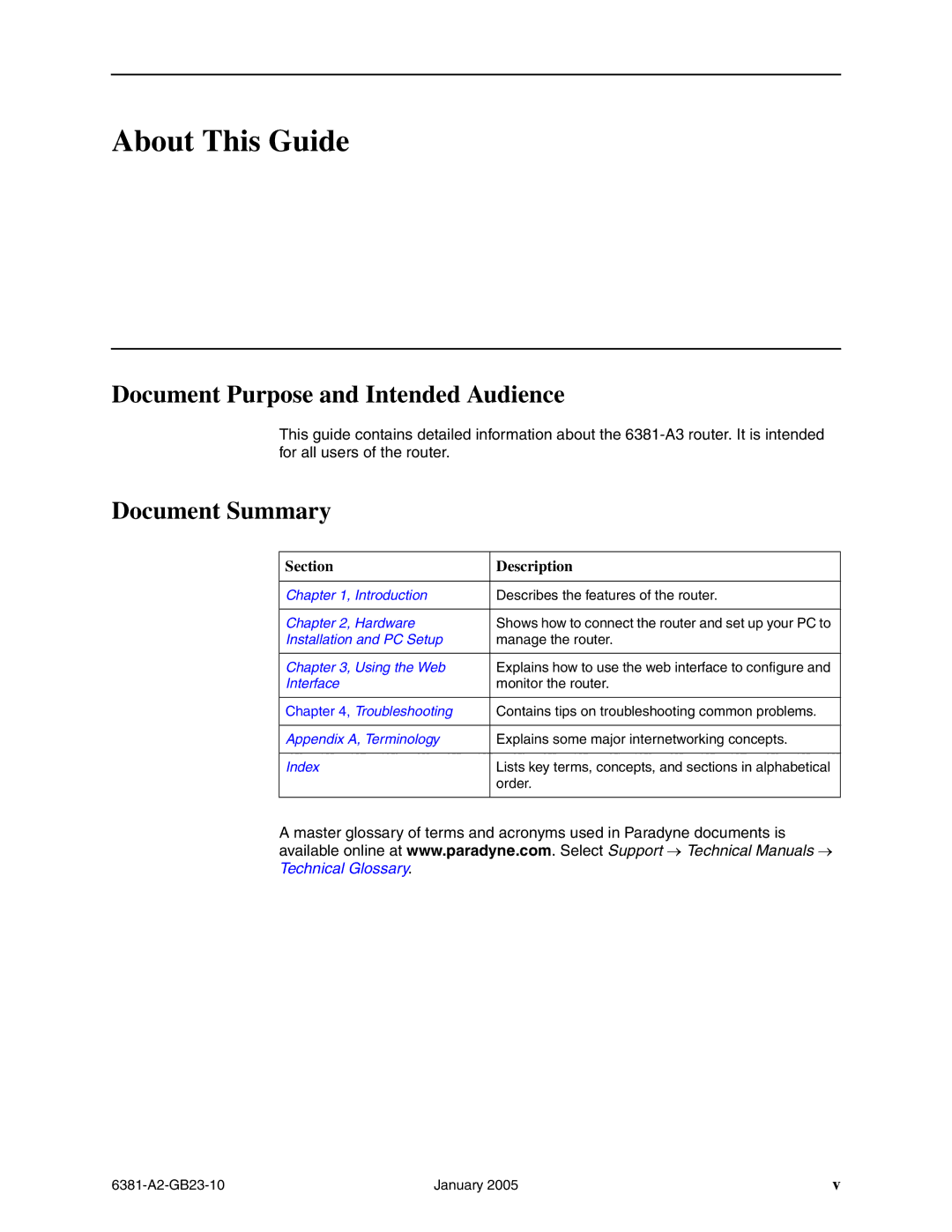 Paradyne 6381-A3 manual About This Guide, Document Purpose and Intended Audience, Document Summary 