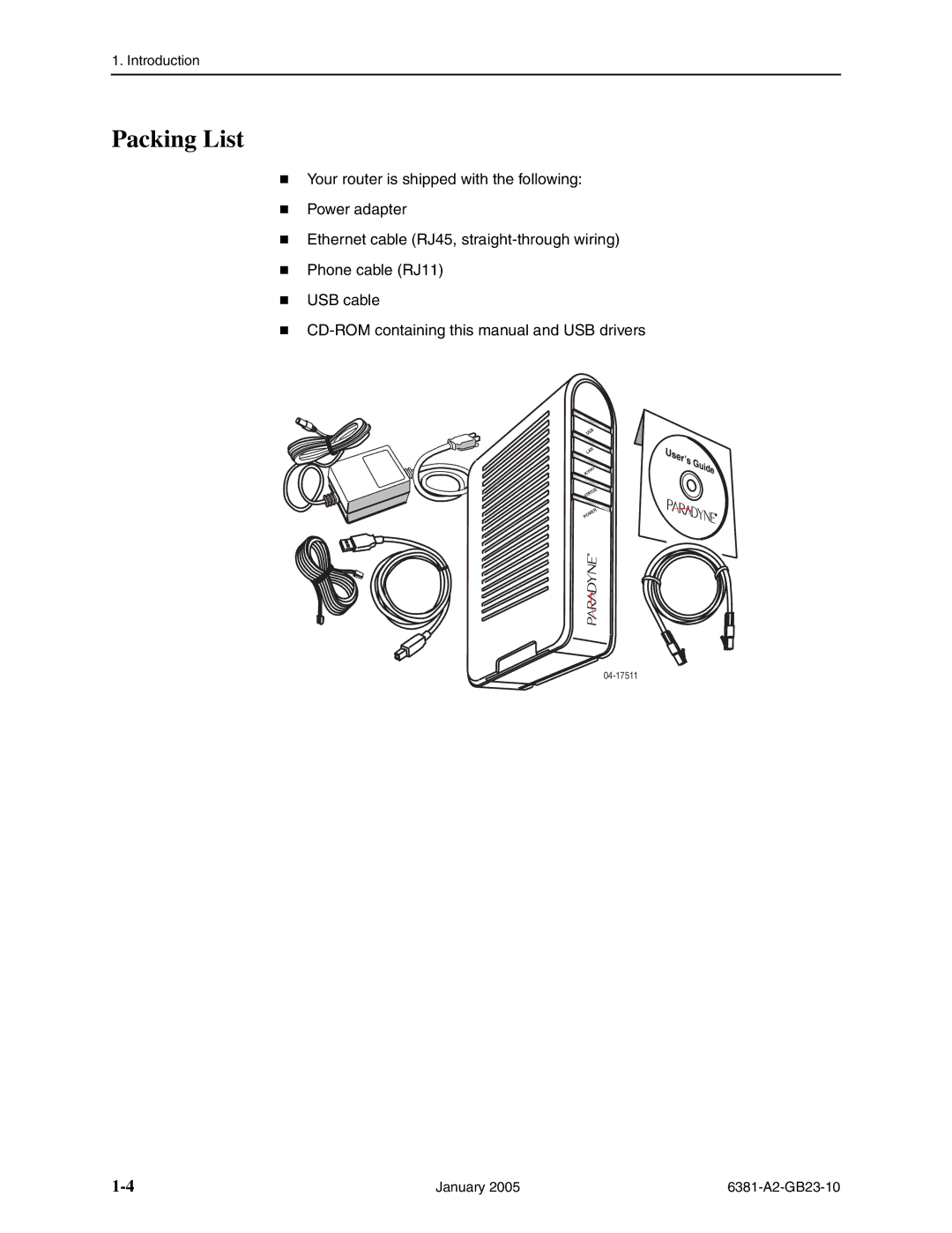 Paradyne 6381-A3 manual Packing List 