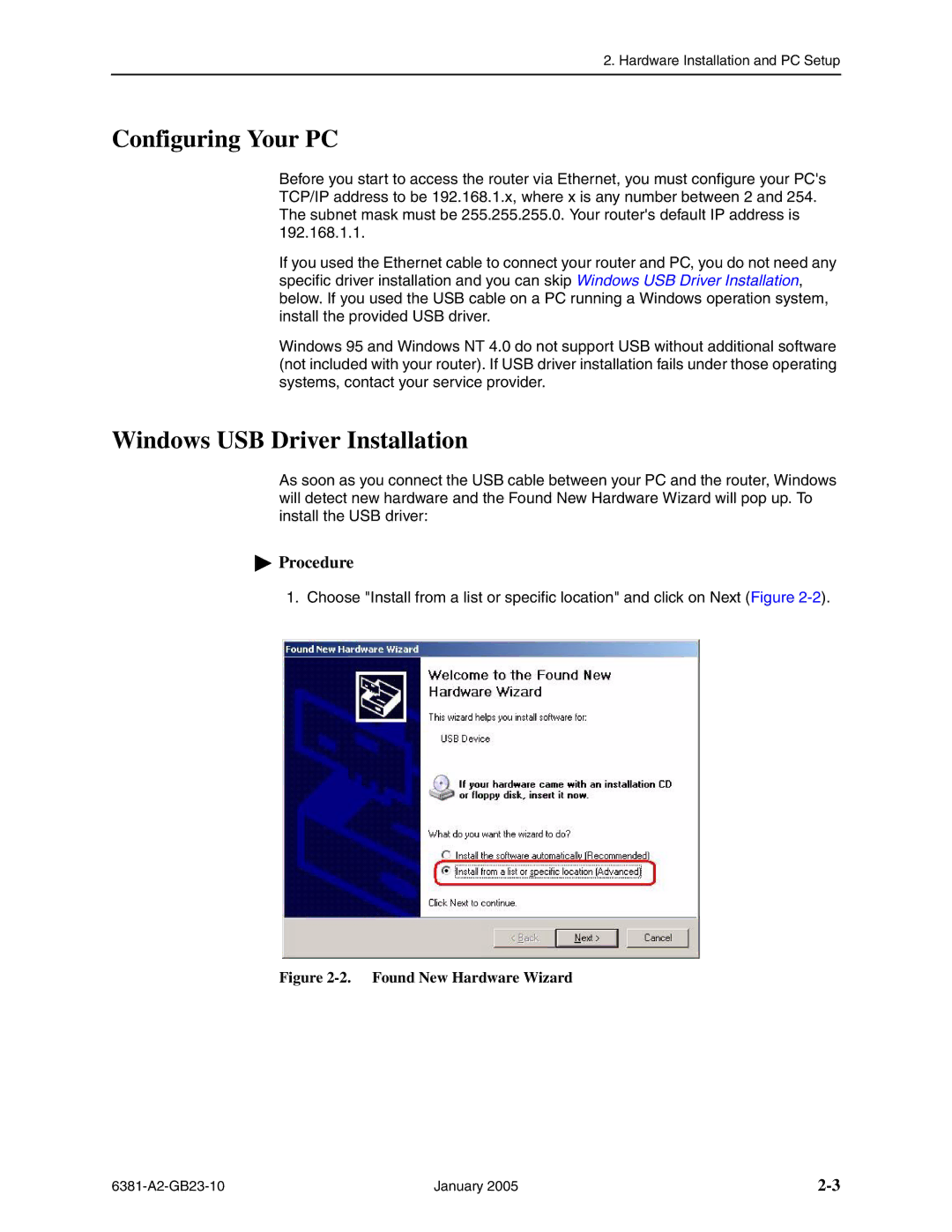 Paradyne 6381-A3 manual Configuring Your PC, Windows USB Driver Installation 