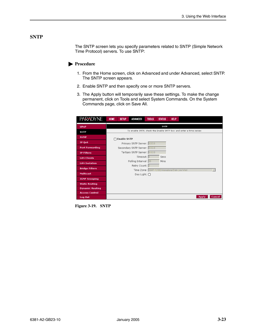 Paradyne 6381-A3 manual Sntp 