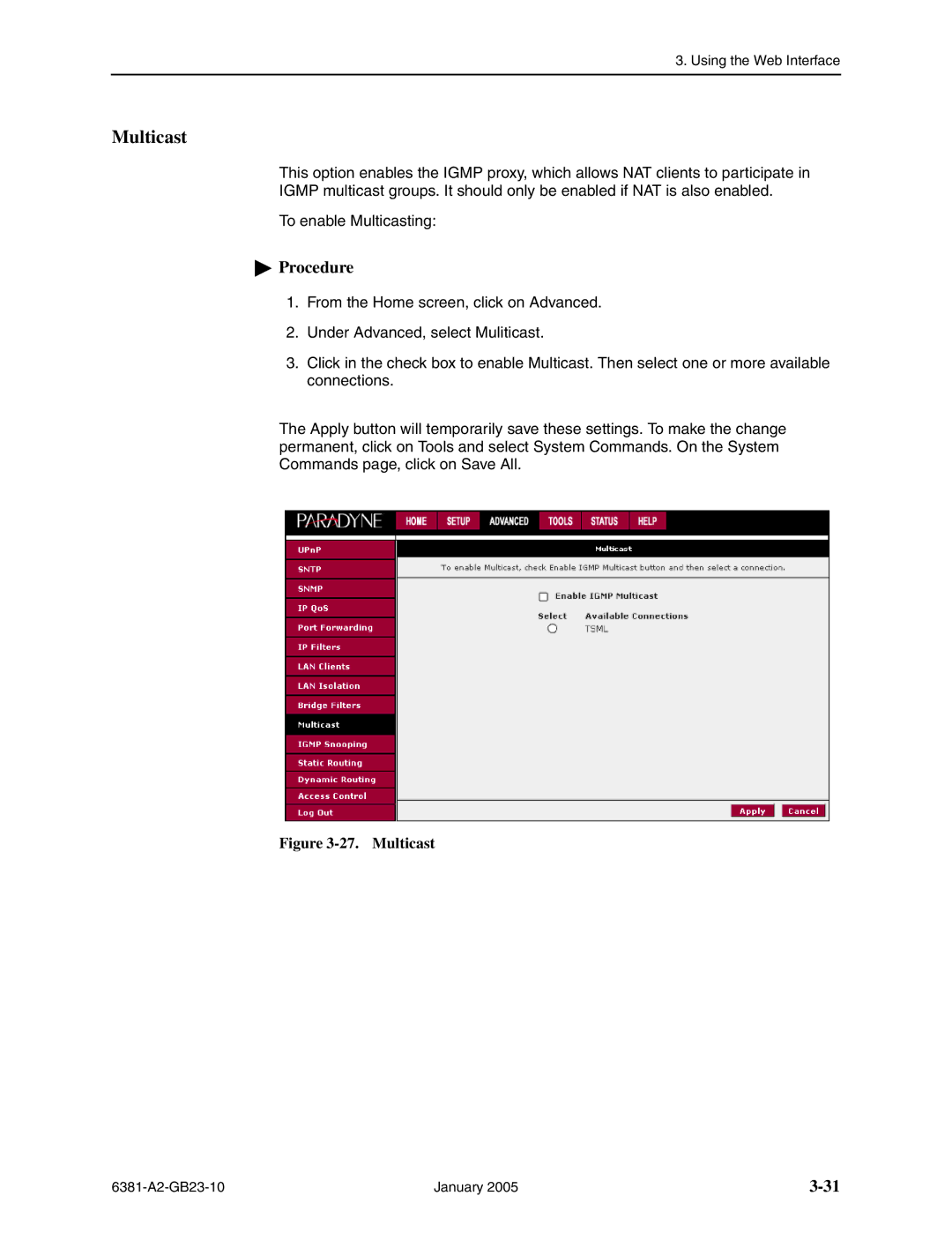 Paradyne 6381-A3 manual Multicast 