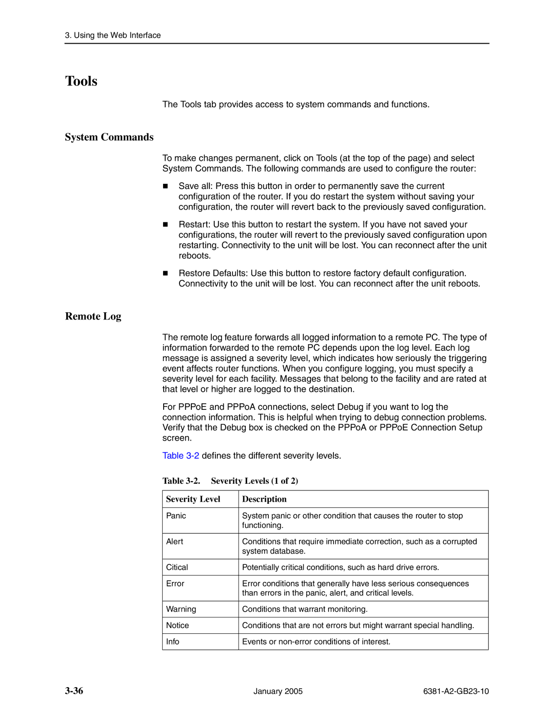 Paradyne 6381-A3 manual Tools, System Commands, Remote Log 