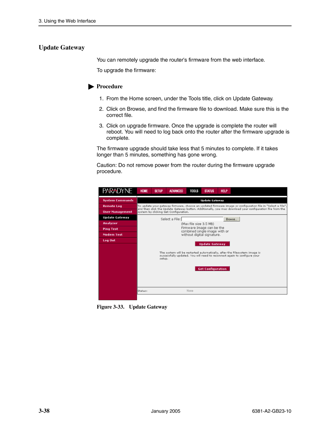 Paradyne 6381-A3 manual Update Gateway 