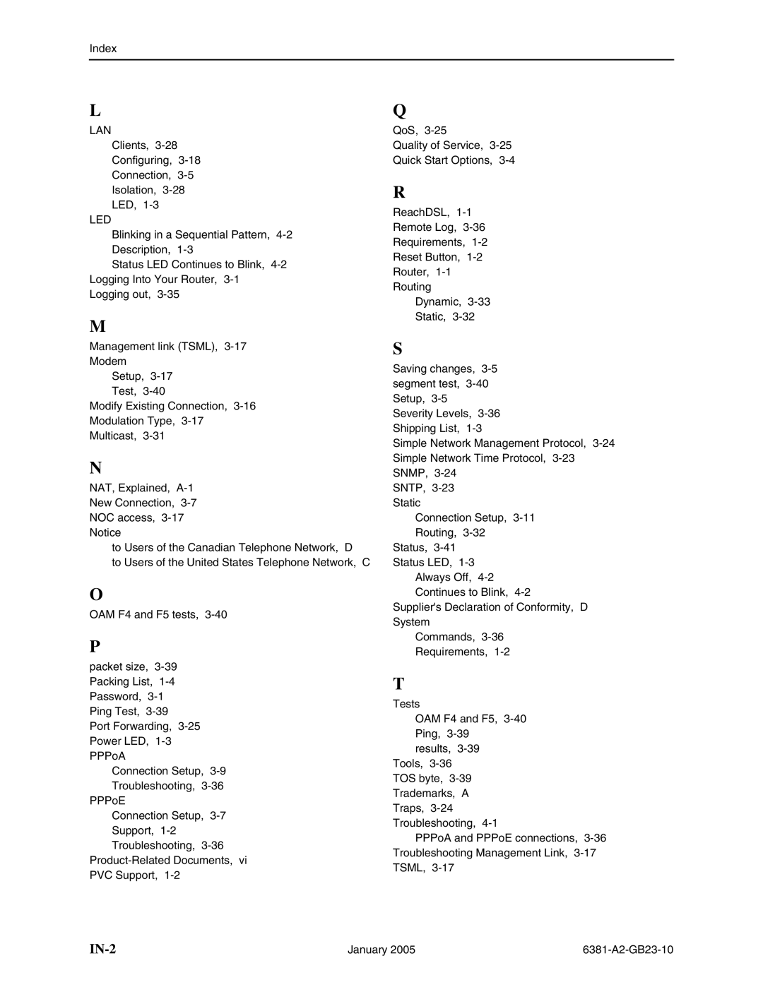 Paradyne 6381-A3 manual IN-2 