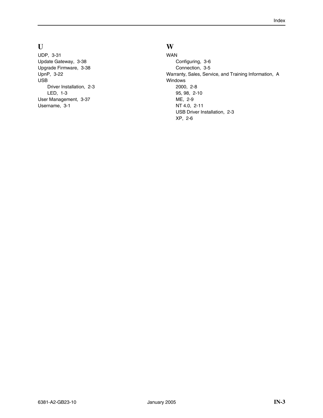 Paradyne 6381-A3 manual IN-3 