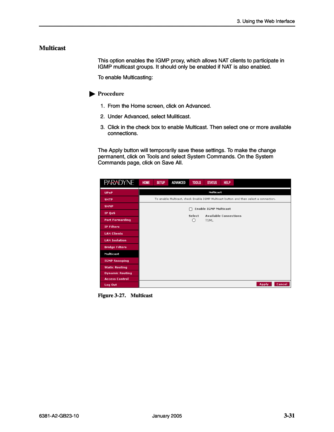 Paradyne 6381-A3 manual 3-31, 27. Multicast, Procedure 