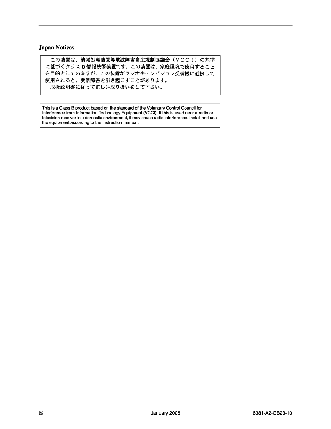 Paradyne 6381-A3 manual Japan Notices, January, 6381-A2-GB23-10 
