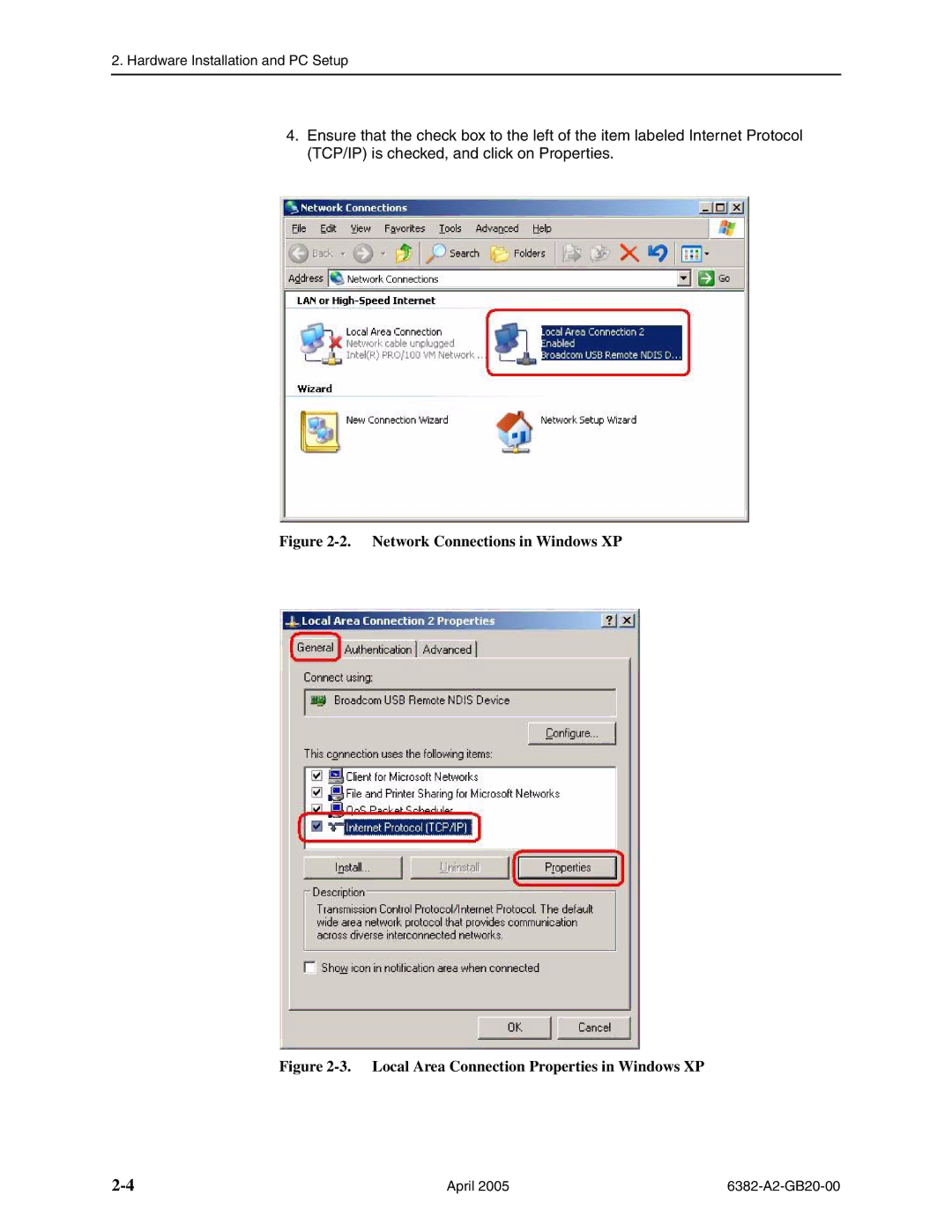 Paradyne 6382 manual Network Connections in Windows XP 